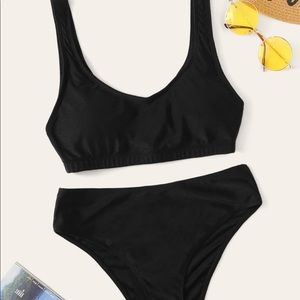Scoop Neck Top With Panty Bikini Set